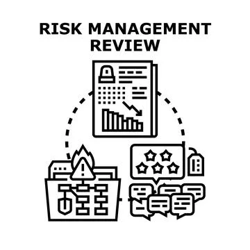 Risk management review process evaluating security performance Stock Illustration