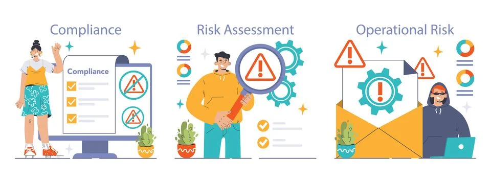 Risk Management set. Flat vector illustration Stockillustratie