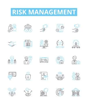 Risk management vector line icons set. Risk, Management, Assess, Analyze, Avoid Stock Illustration
