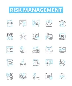Risk management vector line icons set. Risk, Management, Assess, Analyze, Avoid Stock Illustration