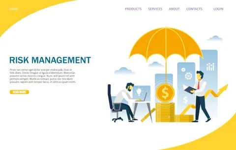 Risk management vector website landing page design template Illustration