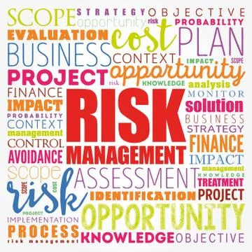 Risk Management word cloud collage, business concept background Stock Illustration
