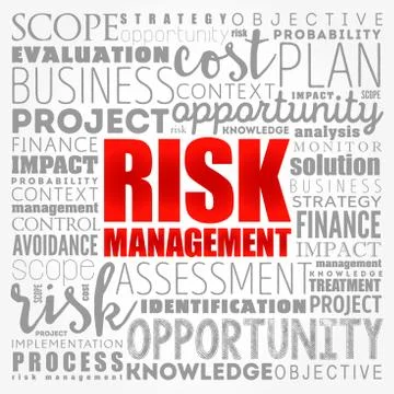 Risk Management word cloud collage, business concept background Stock Illustration
