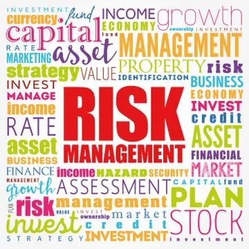 Risk Management word cloud collage, business concept background Stock Illustration