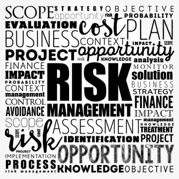 Risk Management word cloud collage, business concept background Stock Illustration