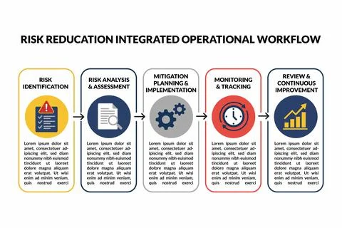 Risk management workflow for integrated operational presentations Stock Illustration