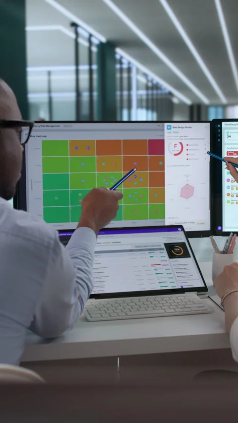 Risk Manager And Vendor Discuss Third-party Software Compliance Stock Footage 343882951