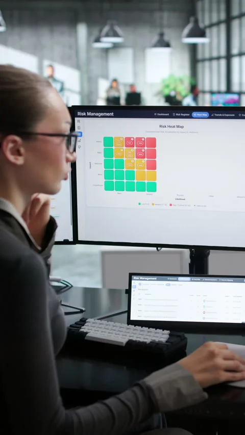 Risk Manager Carefully Analyzing Financial Data Stock Footage 343889766