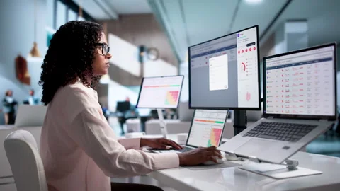 Risk Manager Reviewing Third-party Compliance Data On Laptop Stock Footage 339188957
