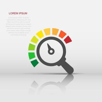 Risk meter icon in flat style. Rating indicator vector illustration on whit.. Stock Illustration