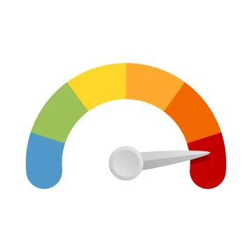 Risk meter icon in flat style. High, low, medium level vector illustration .. Stock Illustration
