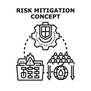 Risk mitigation concept minimizing danger impact on business and globe Illustrazione stock