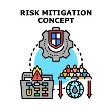 Risk mitigation concept minimizing danger impact on business and globe Illustrazione stock