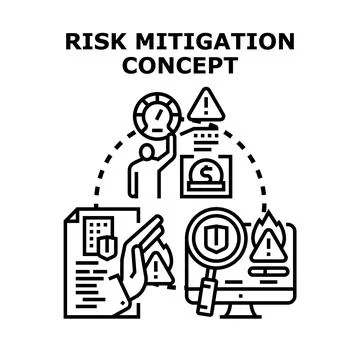 Risk mitigation concept preventing financial and operational dangers Illustrazione stock