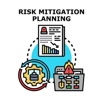 Risk mitigation planning controlling business security problems Stock Illustration