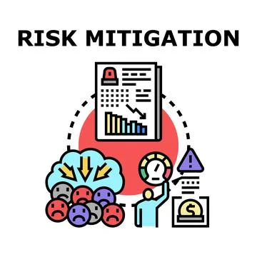 Risk mitigation process reducing business threats and consequences Illustrazione stock