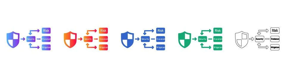 Risk Mitigation Security Strategy Icons Illustrazione stock