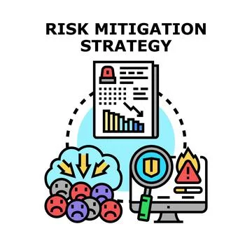 Risk mitigation strategy planning analysis protecting business Stock Illustration