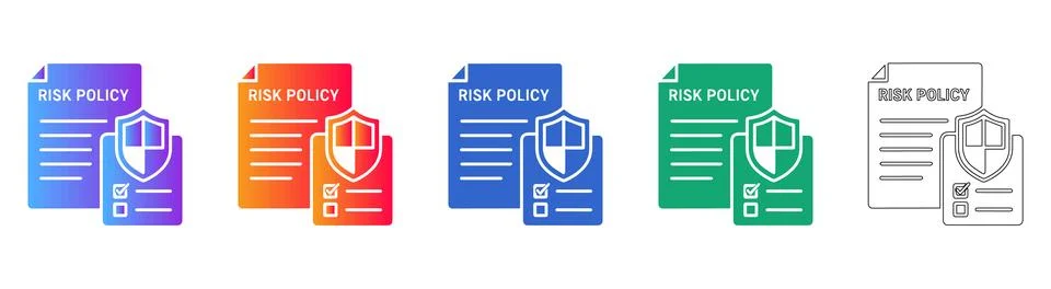 Risk Policy Documentation Icons Set in Gradient and Outline Styles Illustrazione stock