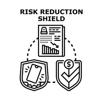 Risk reduction shield protecting data finance and mobile Stock Illustration