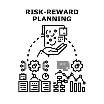Risk reward planning concept identifying financial opportunities Stockillustratie