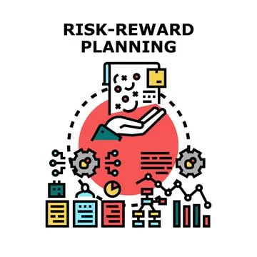 Risk reward planning concept identifying financial opportunities Stock Illustration