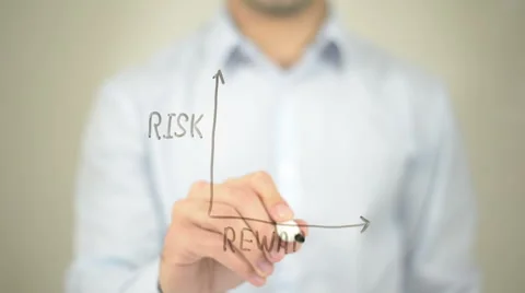 Risk Reward Ratio, Concept Graph, Man writing on transparent screen Stock Footage 62990241