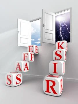 Risk safe two ladder paths to doors Stock Illustration
