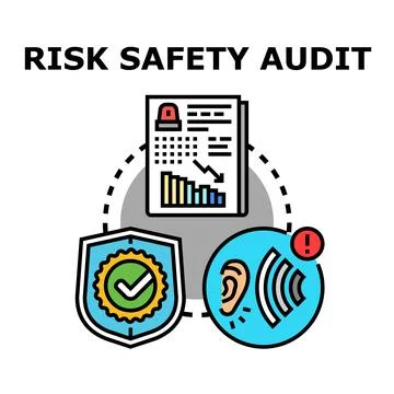 Risk safety audit reporting assessment and monitoring Stock Illustration