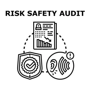 Risk safety audit reporting assessment and monitoring Stock Illustration