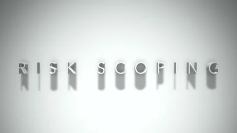 Risk scoping 3D title animation with shadows on a white background Stock Footage 298003973