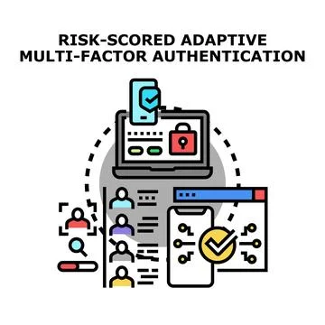 Risk scored adaptive multi factor authentication vector Stock Illustration