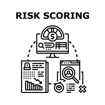 Risk scoring system analyzing financial credit information Stockillustratie