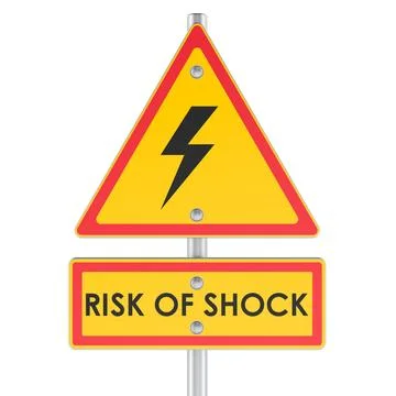 Risk of Shock, warning sign with lightning symbol. 3D rendering Stock-Illustration