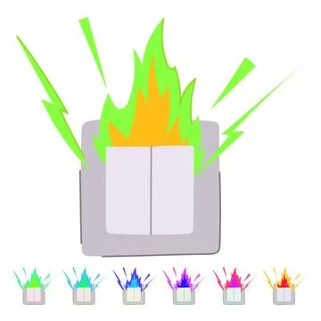 Risk short circuit fire vector cartoon graphic Stock Illustration