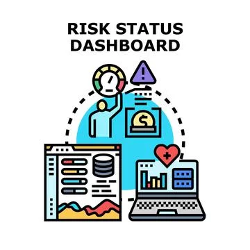 Risk status dashboard presenting business data analysis Stock Illustration
