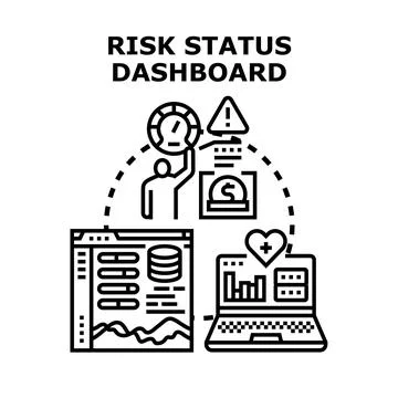 Risk status dashboard presenting business data analysis Stock Illustration