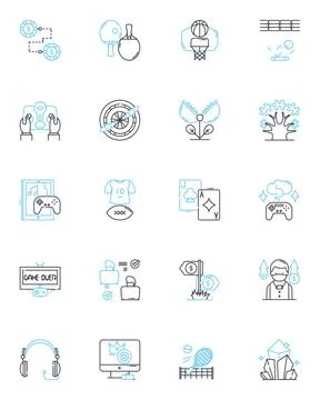 Risk-taking linear icons set. Courage, Thrill, Adventure, Boldness, Daring Stock Illustration