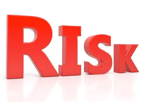 Risk text 3d isolated over white background Stock-Illustration