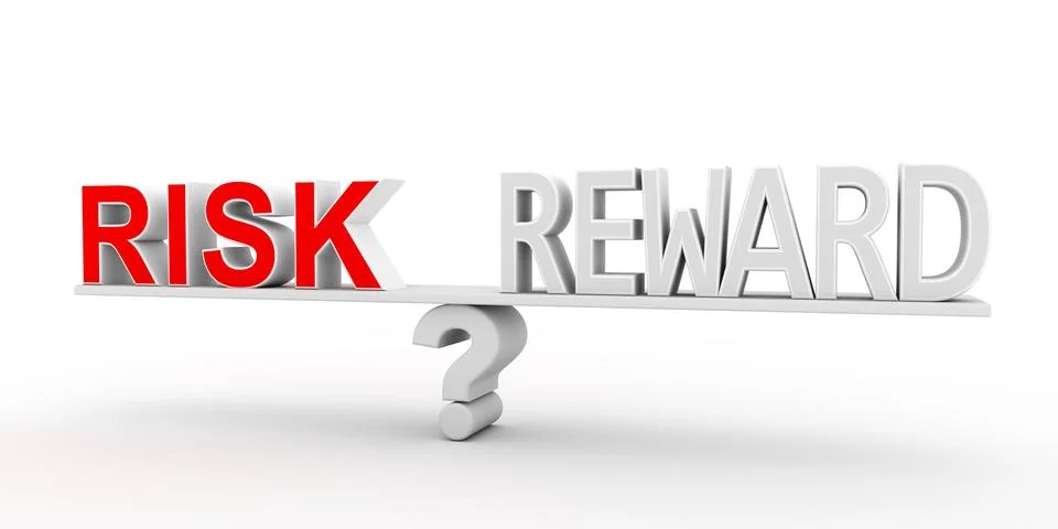 Risk text balancing on question. Stock Illustration