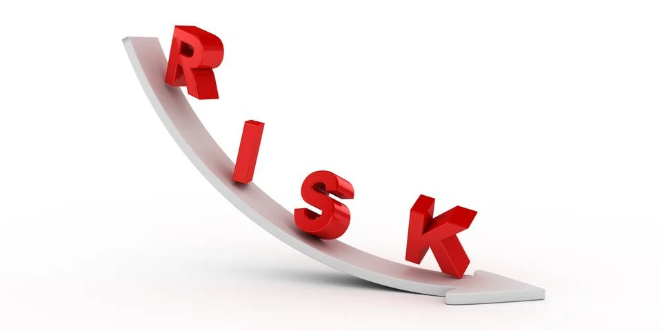 Risk text on white arrow Stock Illustration