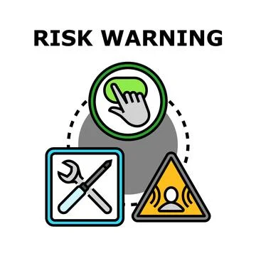 Risk warning concept with interaction, tool, and personal alert Stock Illustration