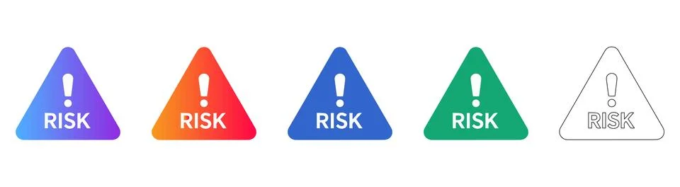 Risk Warning Triangle Icons with Caution Label Stock Illustration