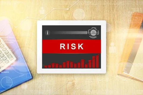 Risk word on tablet Foto stock