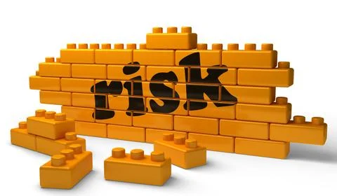 Risk word on yellow brick wall Stock Illustration