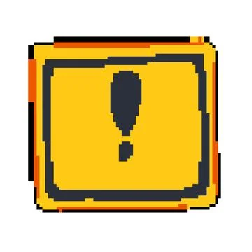 Risk yellow warning sign pixel art vector illustration Stock Illustration