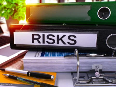 Risks on Black Ring Binder. Blurred, Toned Image Illustrazione stock