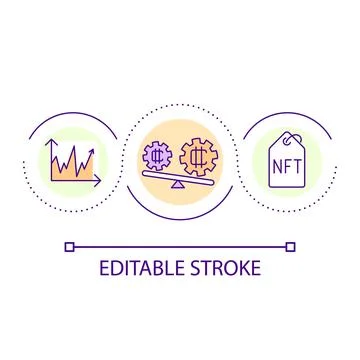 Risks of NFT industry loop concept icon Stock Illustration