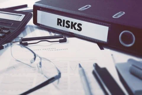 Risks on Ring Binder. Blured, Toned Image Illustrazione stock