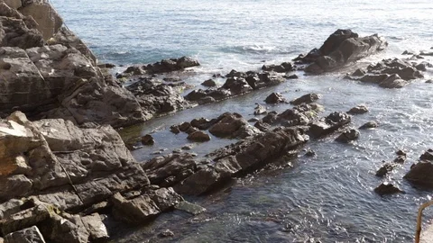 Risks on the rocks in Liguria Stock Footage 102646850